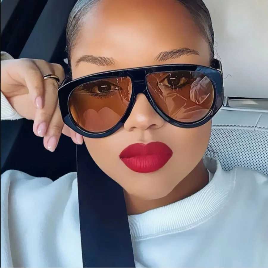 2024 Vintage Wide Leg Oval Gradient Sunglasses Men New Fashion Brand Driving Sun Glasses Women Sexy Leopard Red Shades Uv400 Z250527