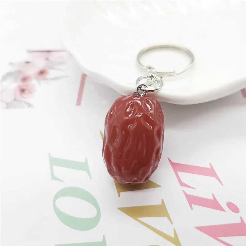 Lovely Imitation Fruit Keychain Pendant Unique Jewelry Food Red Dates Jujube Keyring Girls Backpack Ornament Couple Pendant Gift W250526