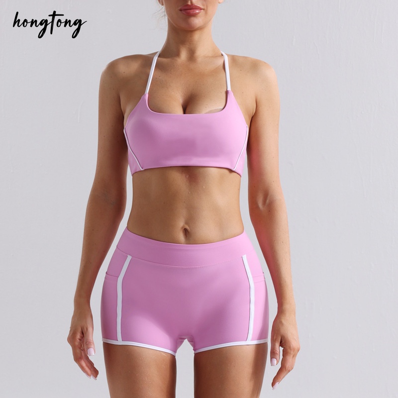 Yoga outfits set gym sets sports bra women shorts athletic clothes outdoor sports running skinny elastic quick dry skirt versatile tennis dress size s