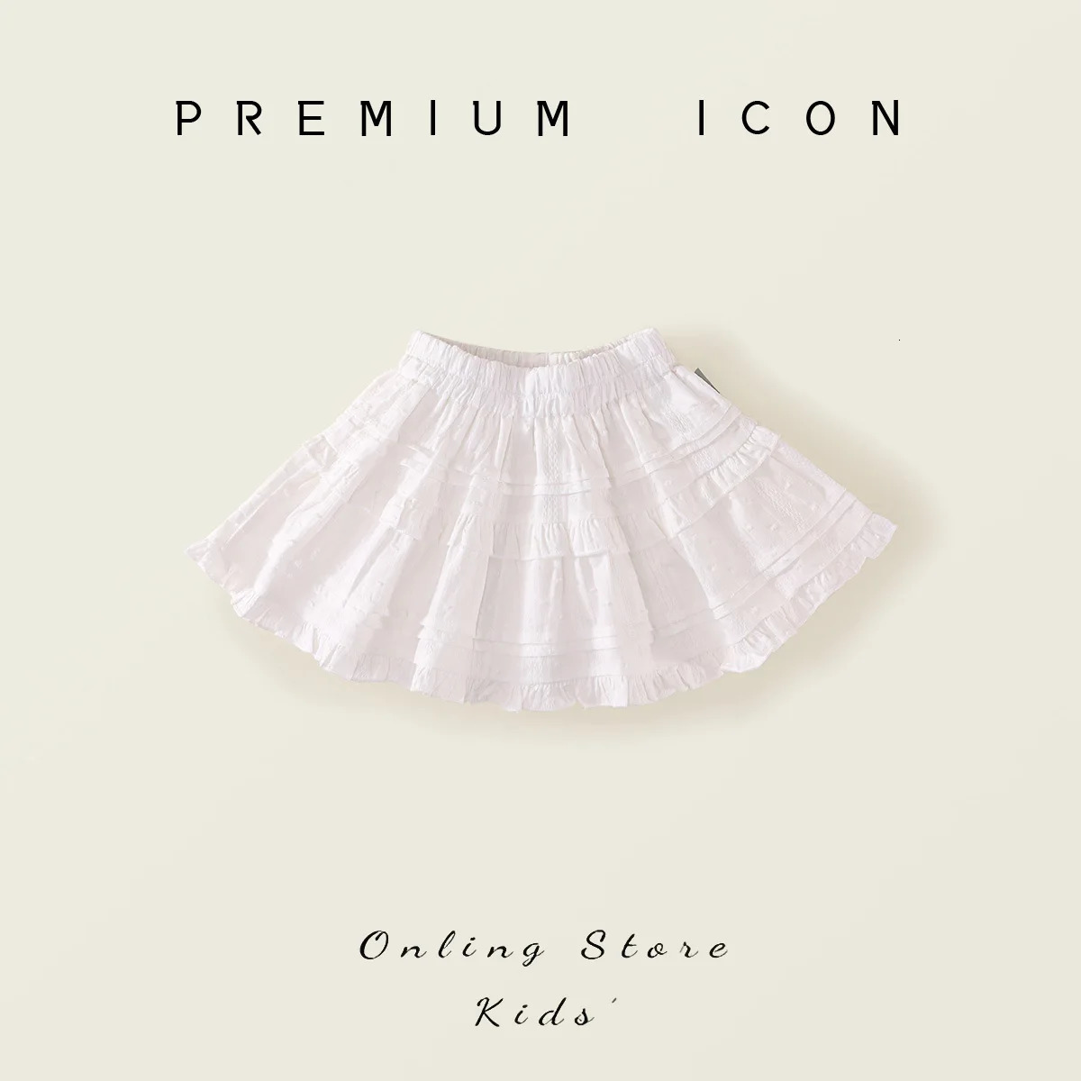 SpringSummer Arrival Girls White Cake Puff Skirt with Embroidered Hem Casual Baby Girl Half 250527