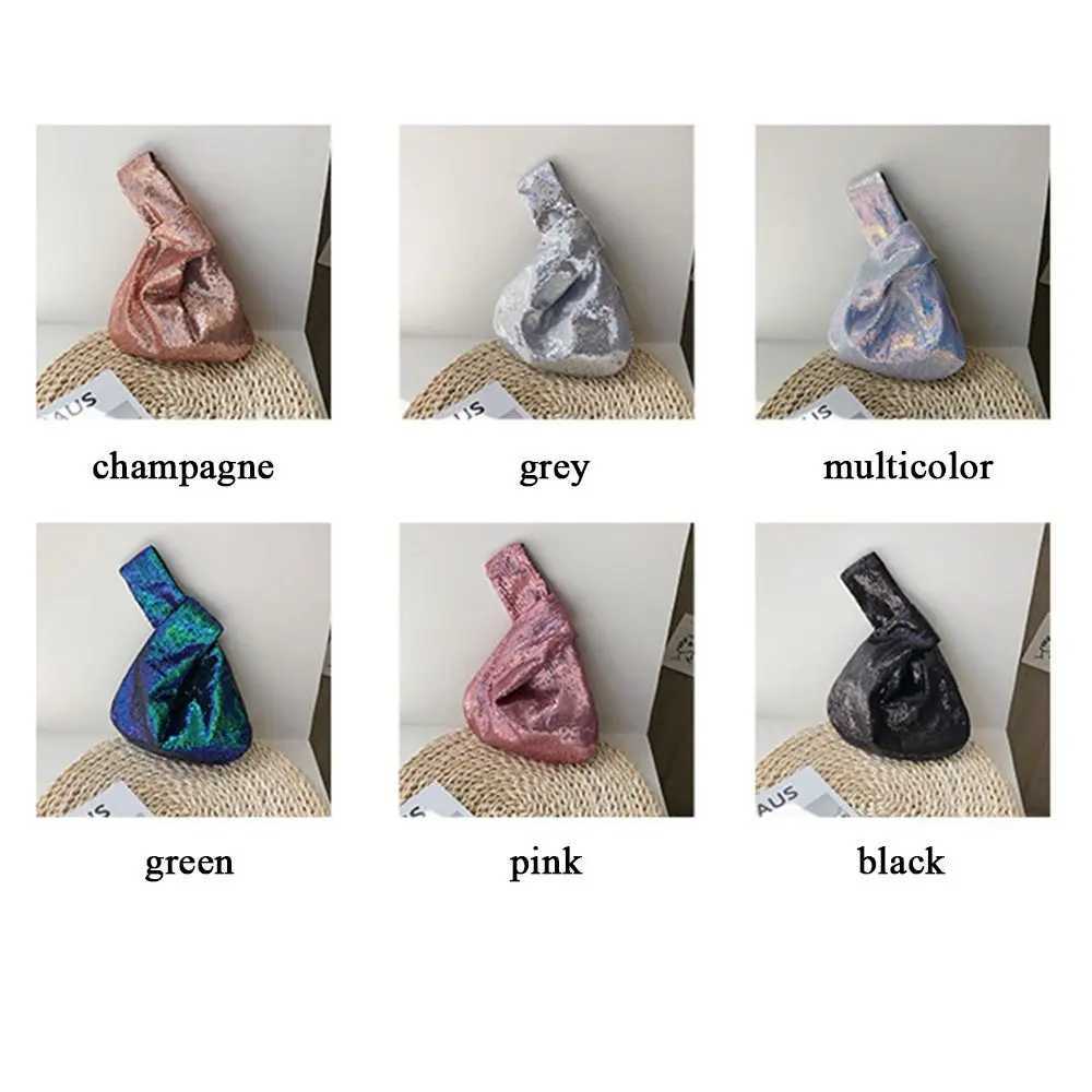 Women Girls Wrist Knot Bag Reversible Sequin Handbag Glitter Evening Clutch Purse Trendy Fashion Tote Bag W250527