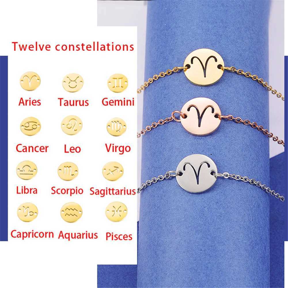 Aries 12 Zodiac Sign Constellation Bracelet Gold Color Stainless Steel Hand Bracelets For Women Jewelry Birthday Gifts 2022 W250526