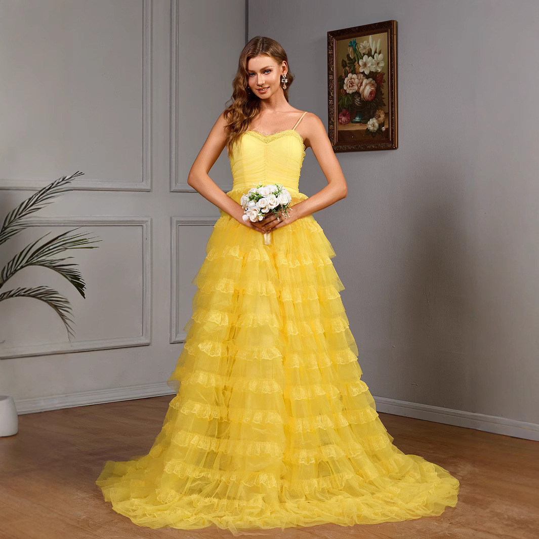 New dress long dress banquet evening dress summer lace princess dress