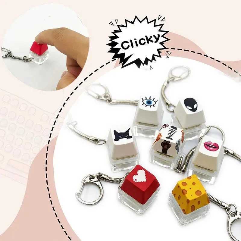 Mechanical Keyboard Key Cap Shaft Tester Keychain Key Ring Fingertip Press Dlow Pressure Toy Novelty Toy W250526