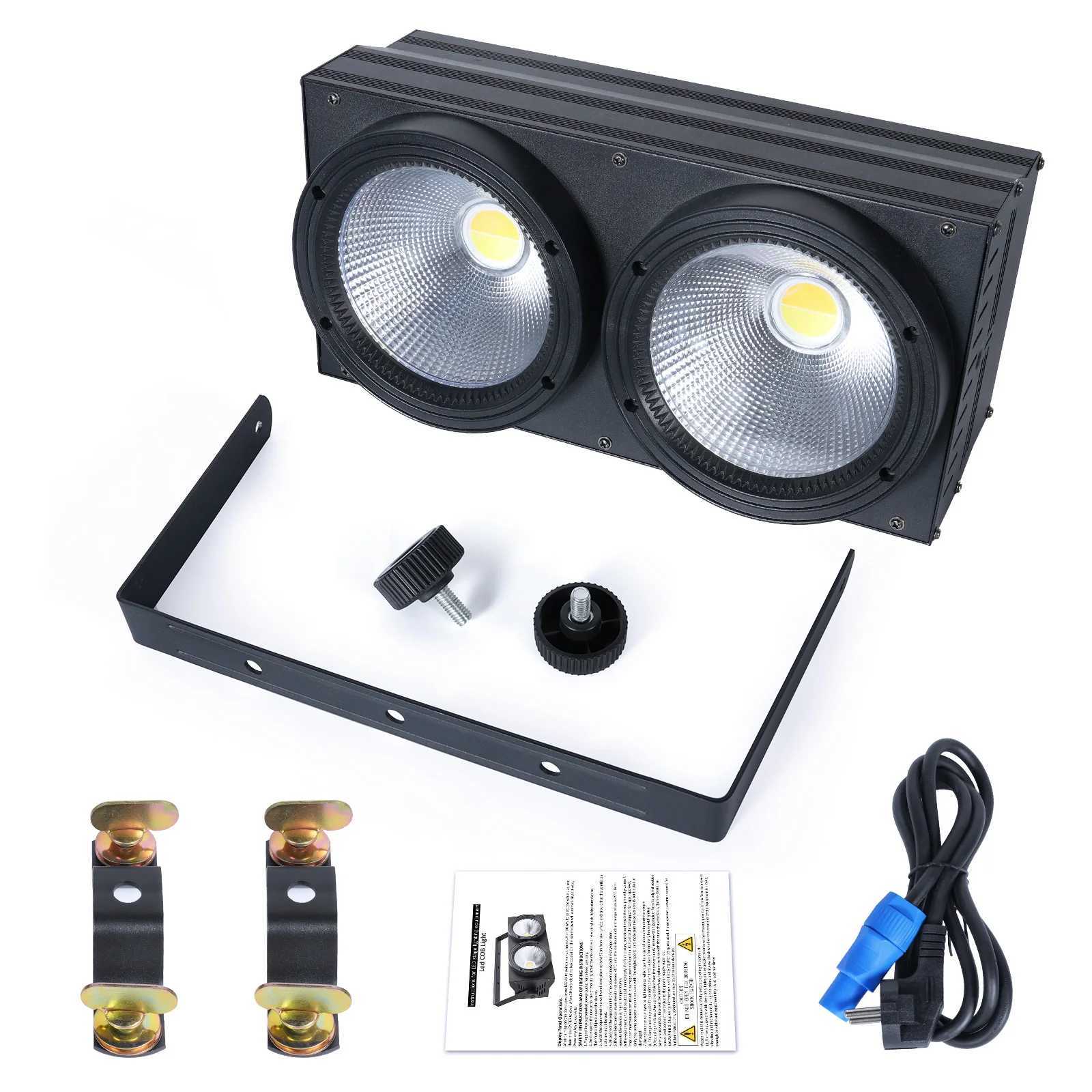 UKing 4Pcs 200W Double Color COB Par Lights Two Eyes Fill Light Lighting Outdoor Stage Light For Wedding Music Show Dance Party XJ250527