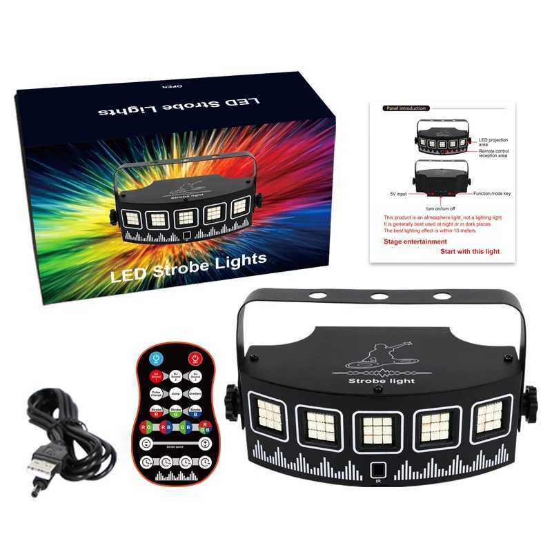 HCWE USB LED Mixed Flashing Stage Lights Remote Sound Activated Disco Lights for Festival Parties Lights Wedding UV LightXJ250527