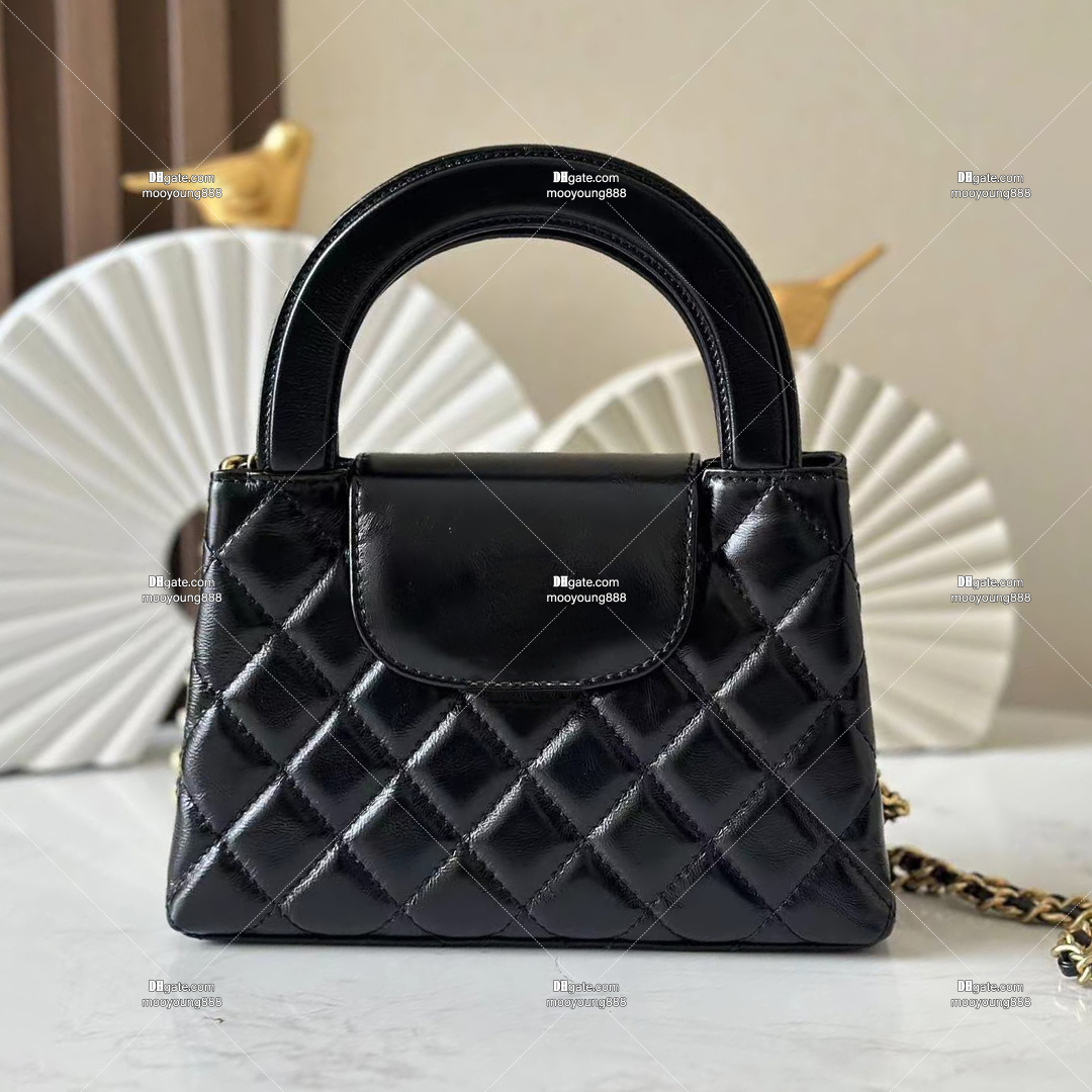 12A Upgrade Mirror Quality Designer Mini Shopping Bag 19cm Quilted Handbags for Women Real Leather Quilted Bag Crossbody Purse Black Shoulder Bag Chain Bag with Box
