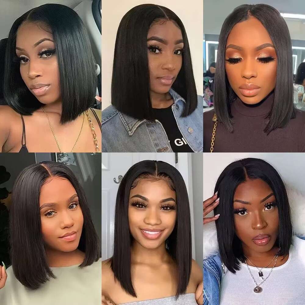 Bone Short Straight Bob 100% Brazilian Human Hair 4x4 HD Wigs 13x4 13x6 Lace Front Wig Preplucked For Women