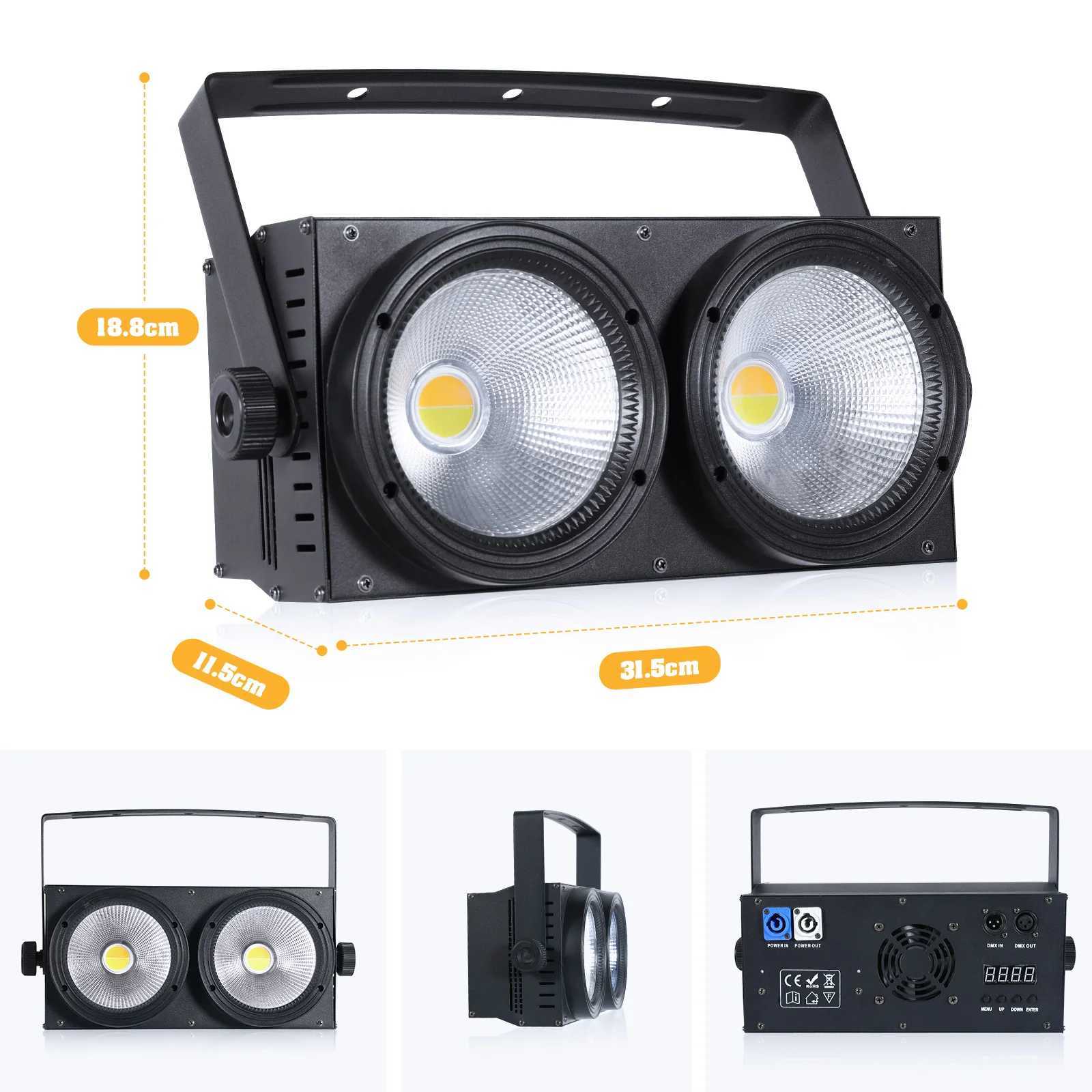 UKing 4Pcs 200W Double Color COB Par Lights Two Eyes Fill Light Lighting Outdoor Stage Light For Wedding Music Show Dance Party XJ250527