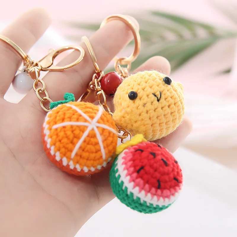 Cute Fruit Crochet Keychain For Car Keys Accessories Creative Knitting Rainbow Keychain Lemon Doll Knitted Keyring Wholesale W250526