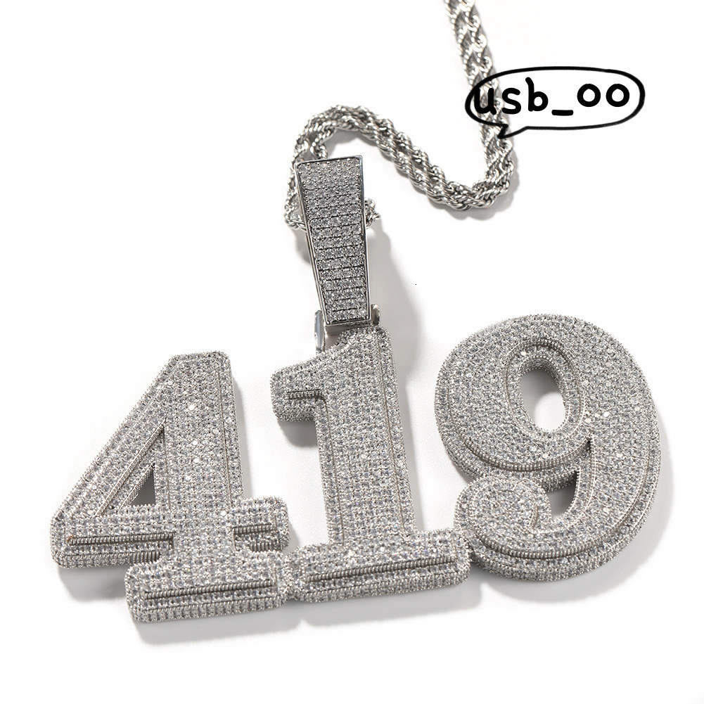 Hip Hop Quality Custom Number Styles Pendant Silver 925 Moissanite Pendant Necklace For Men Hip Hop Jewelry Gifts