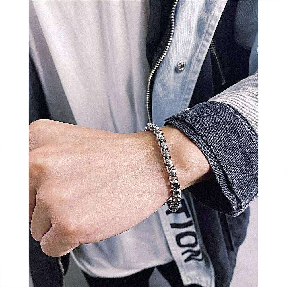 Stainless Steel Men Bracelet Fashion Hip Hop Bead Link Chain Charm Jewelry for Lover Gift Wholesale