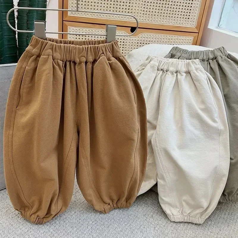 Boys Loose Casual Lantern Pants Spring and Autumn Baby Harlan Solid Color Girls Pants 250527