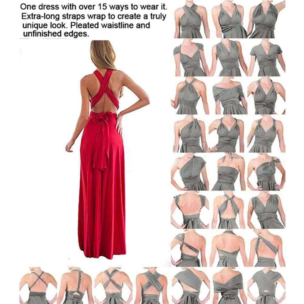 Hot Tight Dresses Sexy Women Multiway Wrap Convertible Boho Maxi Club Red Bandage Long Dress Party Bridesmaids Infinity Robe Longue Femme Casual Knee 