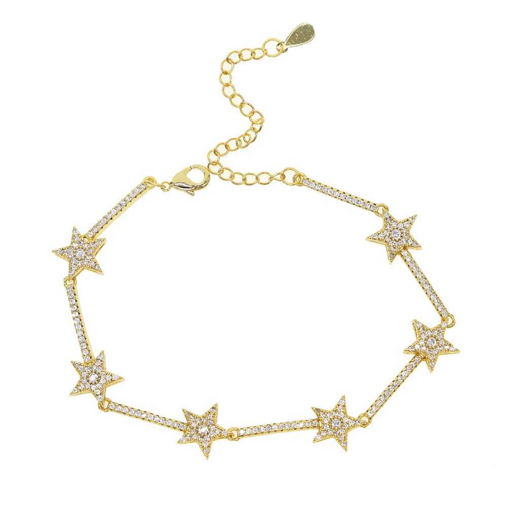 Trendy Zirconia Crystal Stars Slave Chain Bracelet For Women Finger Hand Silver Color Stars Charm Bracelets Delicate CZ Bracelet W250526