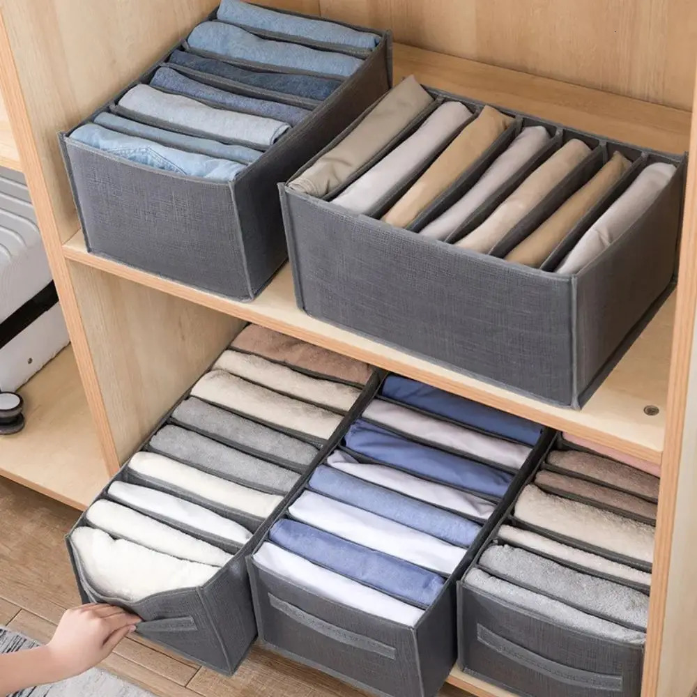 Closets Clothes Organizer Pants Jeans Storage Box Cabinet Drawer Organizer Underwear Socks T-Shirt Wardrobe Storage Organizers 250526
