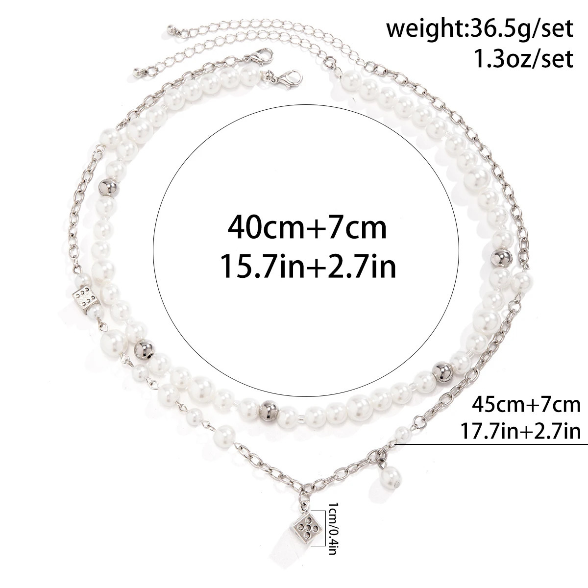 Salircon Steampunk Metal Dice Pendant Short Necklace Mens Gothic Pearl Chain Clavicle Necklace Aesthetic Neck Jewelry 250522
