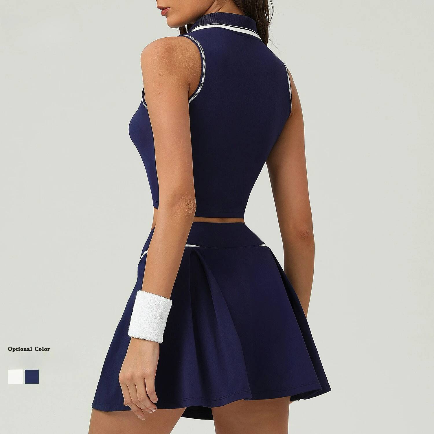 Two Pieces Yoga Sets Women Gym Crop Tops&Tennis Skirts Sports Breathable Quick Dry Golf Suits Badminton Workout Clothing