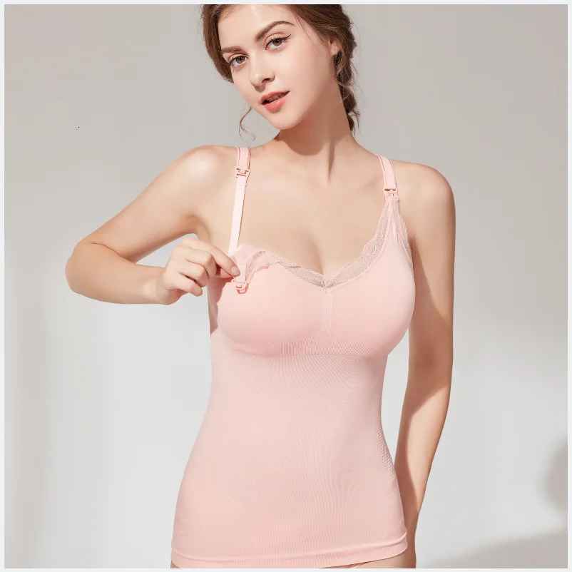 Woman Maternity Nursing Vest Bra Large Size Pregnant Front Button Seamless Long Sling Lace Breast Feeding 250527