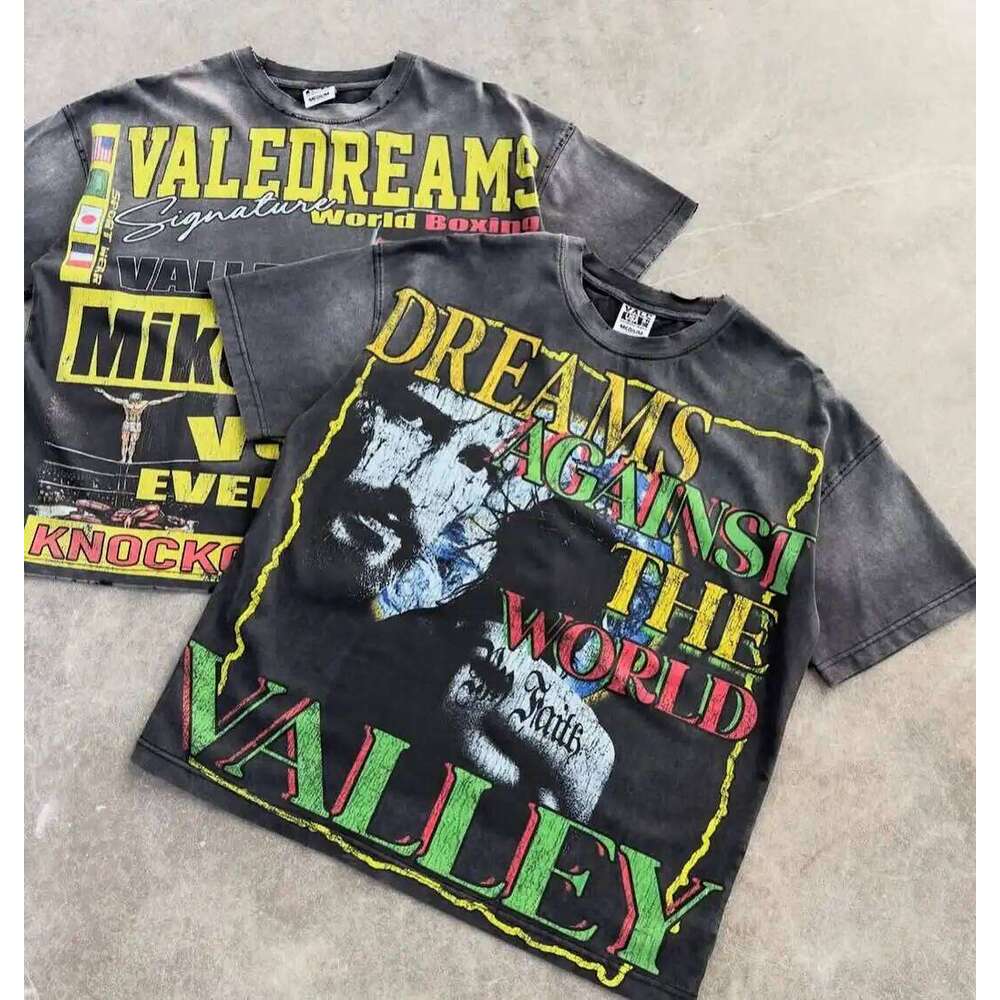 American Street Popular Boxing Culture Trend Legendary Character Retro Printed T shirt Men s Loose Hip hop Sports Short Sleeves