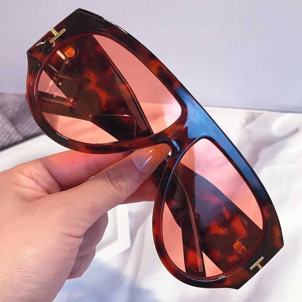 2024 Vintage Wide Leg Oval Gradient Sunglasses Men New Fashion Brand Driving Sun Glasses Women Sexy Leopard Red Shades Uv400 Z250527