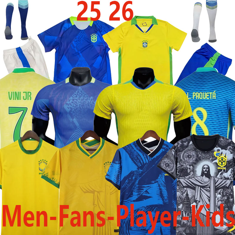 2025 BraziLS Soccer Jersey 25 26 Copa America Cup NEYMAR VINI JR Paqueta Raphinha BrasIL National Team Football Shirt JESUS Special 25 Mens Kids Kit Sets FRED RODRYGO