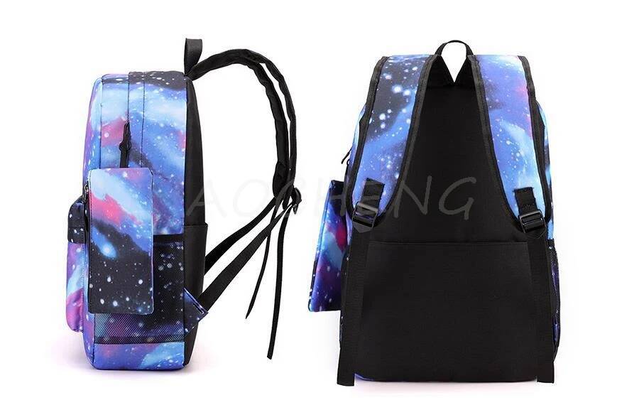 New Anime Print Backpack Set, With Tote and Pouch, Large Capacity Lightweight And Breathable Outdoor Knapsack