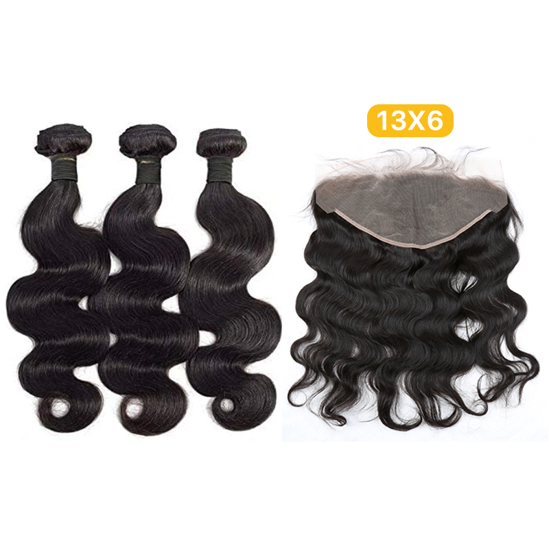 Bella Hair Human Hair Bundles With Frontal Closure Body Wave Free Part Ear to Ear Lace Frontal And Virgin Remy Hair Extension Weaves 4PCS/Lot Tutorial