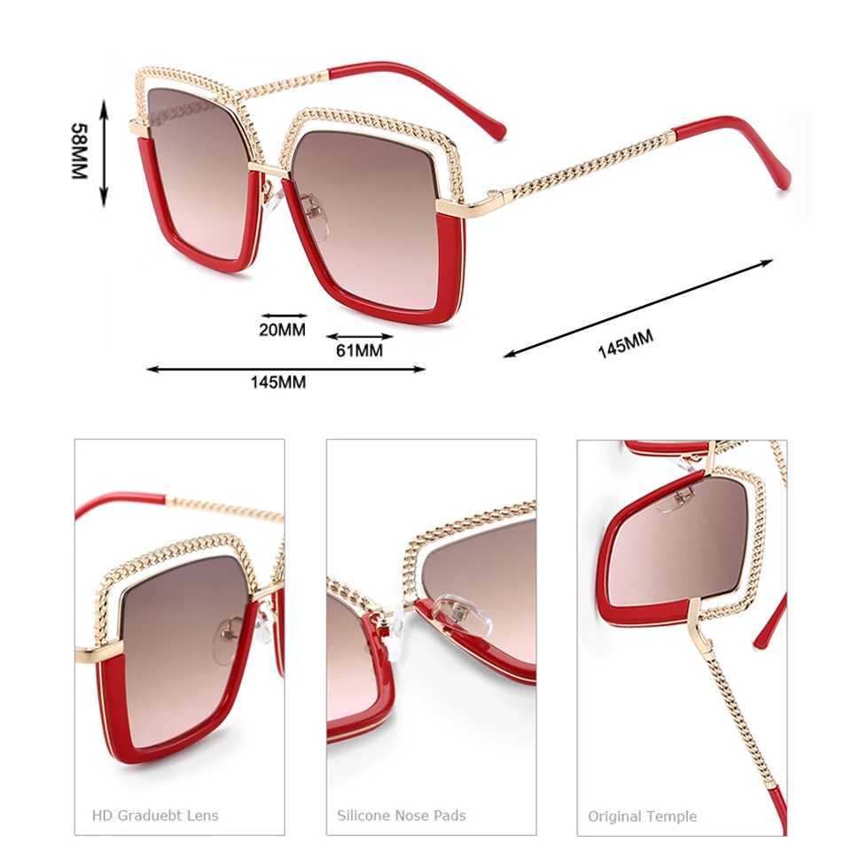 HBK Luxury High Quality Womens Sunglasse Alloy Chain Case Sunglasses Brand Design Female Shades Ladies Fashion Eyeglasses UV400 Z250527