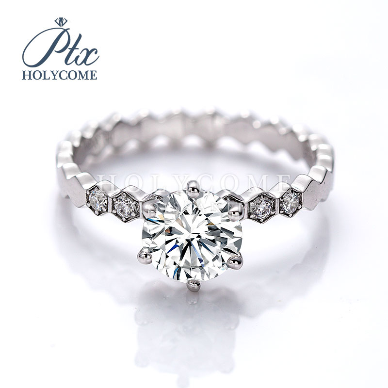 Sparkling Luxury Ring 925 Sterling Silver Gold Plated Fashion Women D Color VVS1 Moissanite Diamond White Moissanite Wedding Gift Ring Jewelry