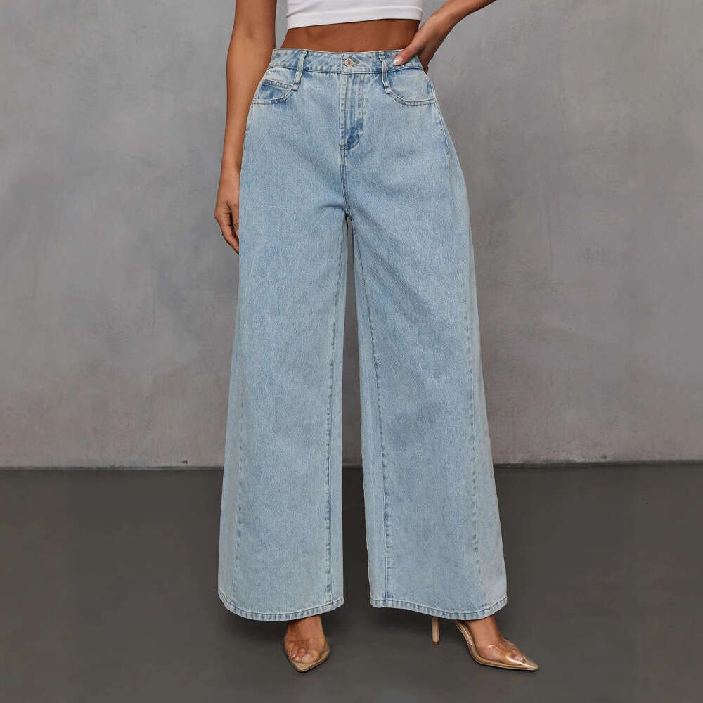 2025 Spring Fashion Casual Loose Women's Denim Jacket and Pants Set 8978