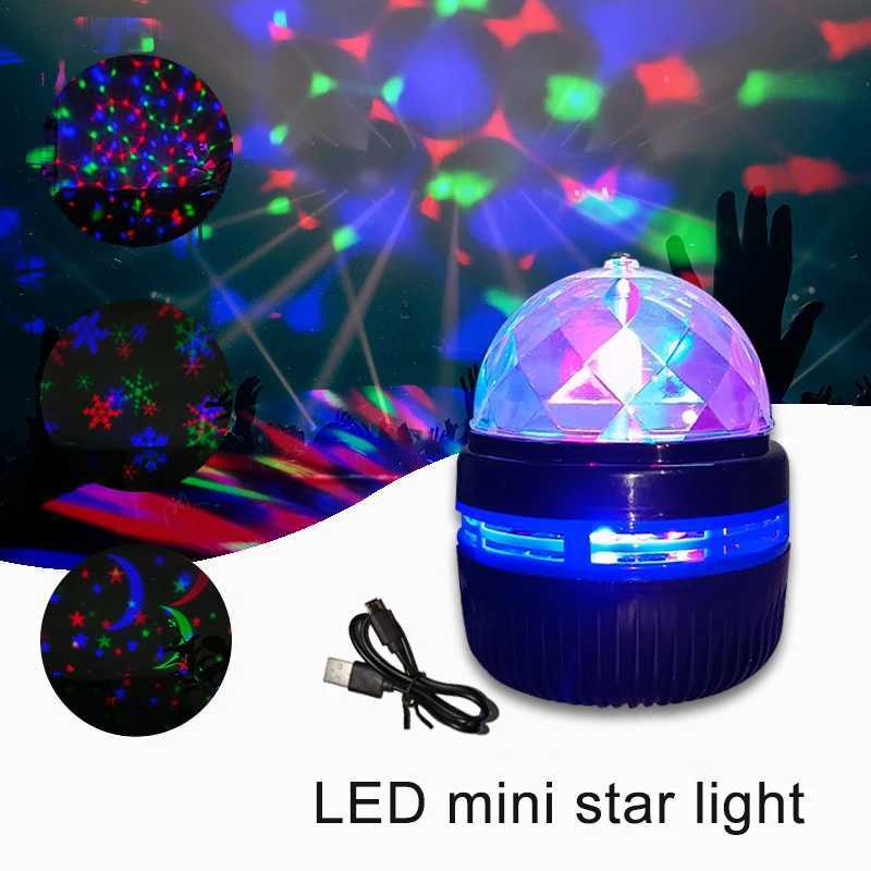 RGB Projector Lamp Automatically Rotating LED Night Light USB Charging Ambient For Home Children Bedroom Sound Party Lights XJ250527