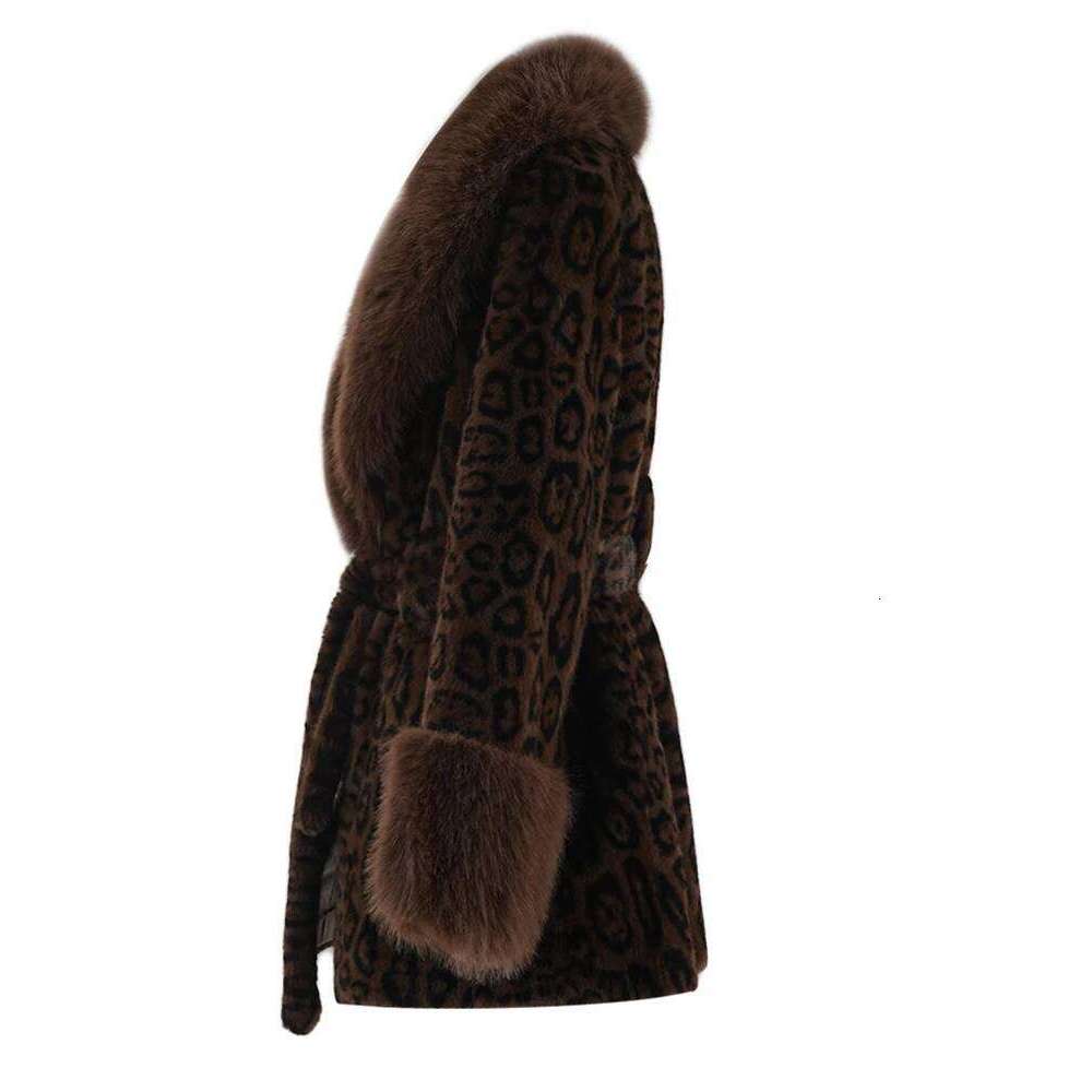 ZMEENNA Brown Leopard Big Size Warm Faux Fur Jacket New Lapel Long Sleeve Women Coat Fashion Tide Autumn Winter 2024 ZM592