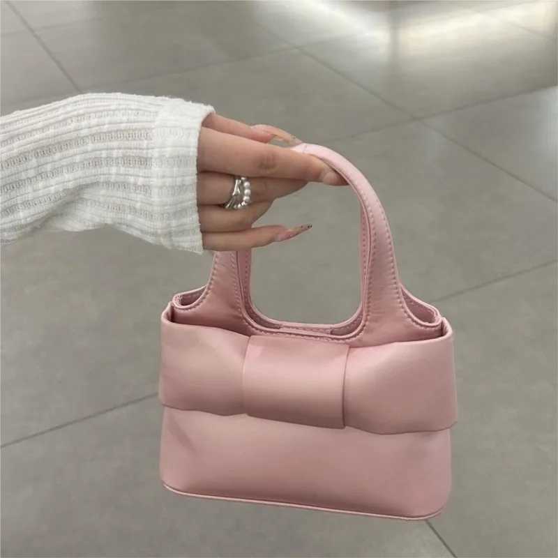 JIAERDI Sweet Cute Pink Hand Bag Wallet Women Fairycore Aesthetic Bow Satin Handbag Purse Girls Retro Shoulder Crossbody Bags W250527