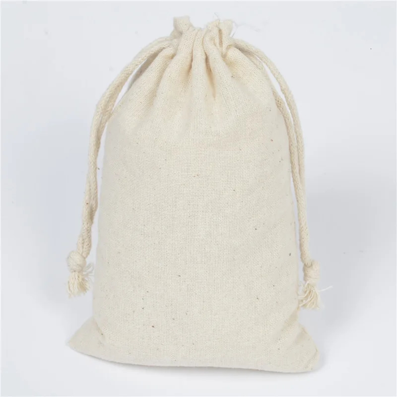 50 Pcs/Lot Cotton Drawstring Storage Bags Christms Wedding Gift DIY Plain Pouch Reusable Home Organize Dustbag 8x10 10x12 10x15 250526