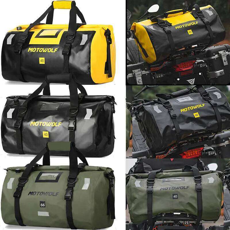 Universal 40L 66L Motorcycle Waterproof Tail Bags Helmet Durable Rear Moto Seat High Capacity Riding Motocross Outdoor Bag