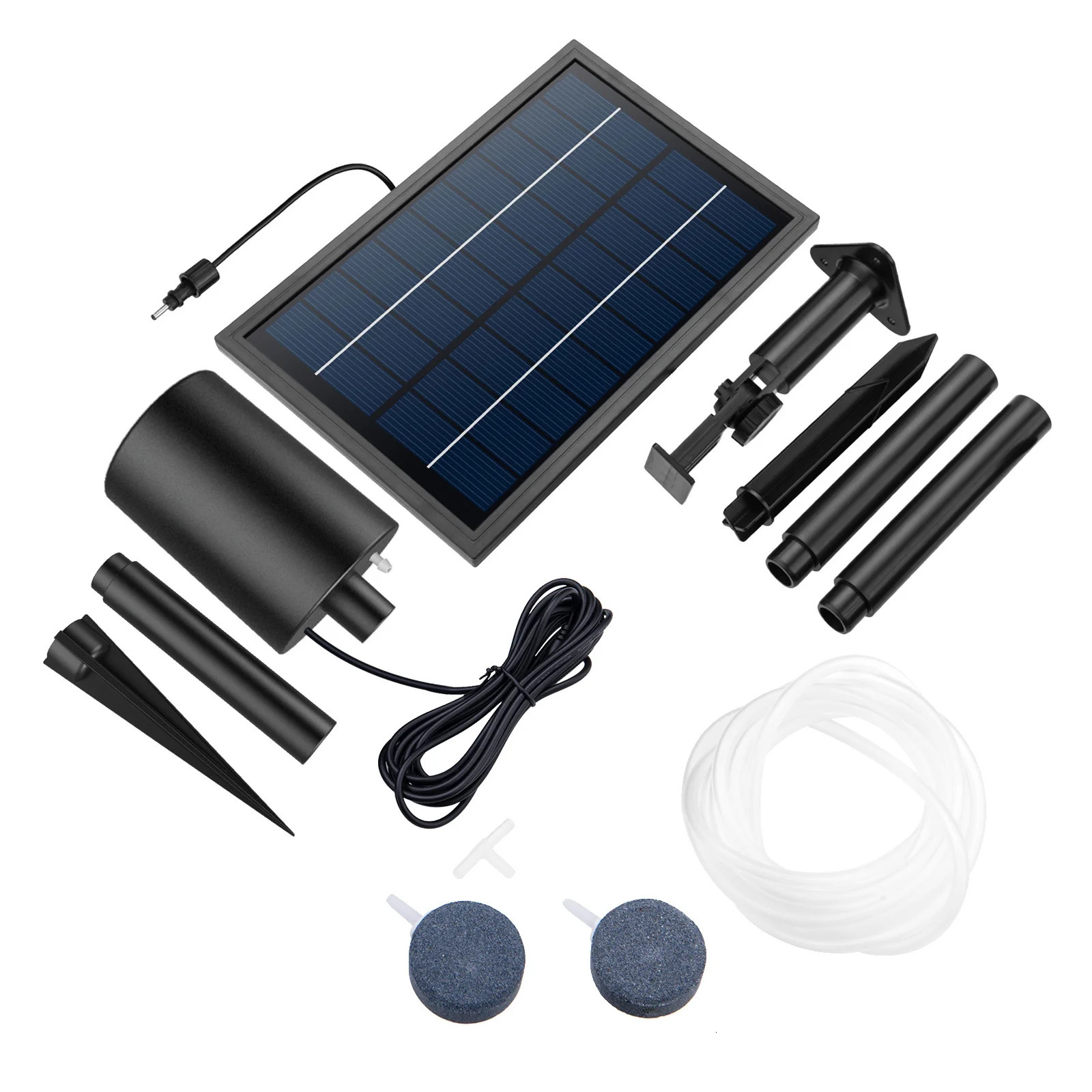 Solar Powered Air Pump Kit 10V 8W Solar Panel Air Pump with Pipe Air Stones 3 Working Modes Waterproof Solar Pond Aerator 250523