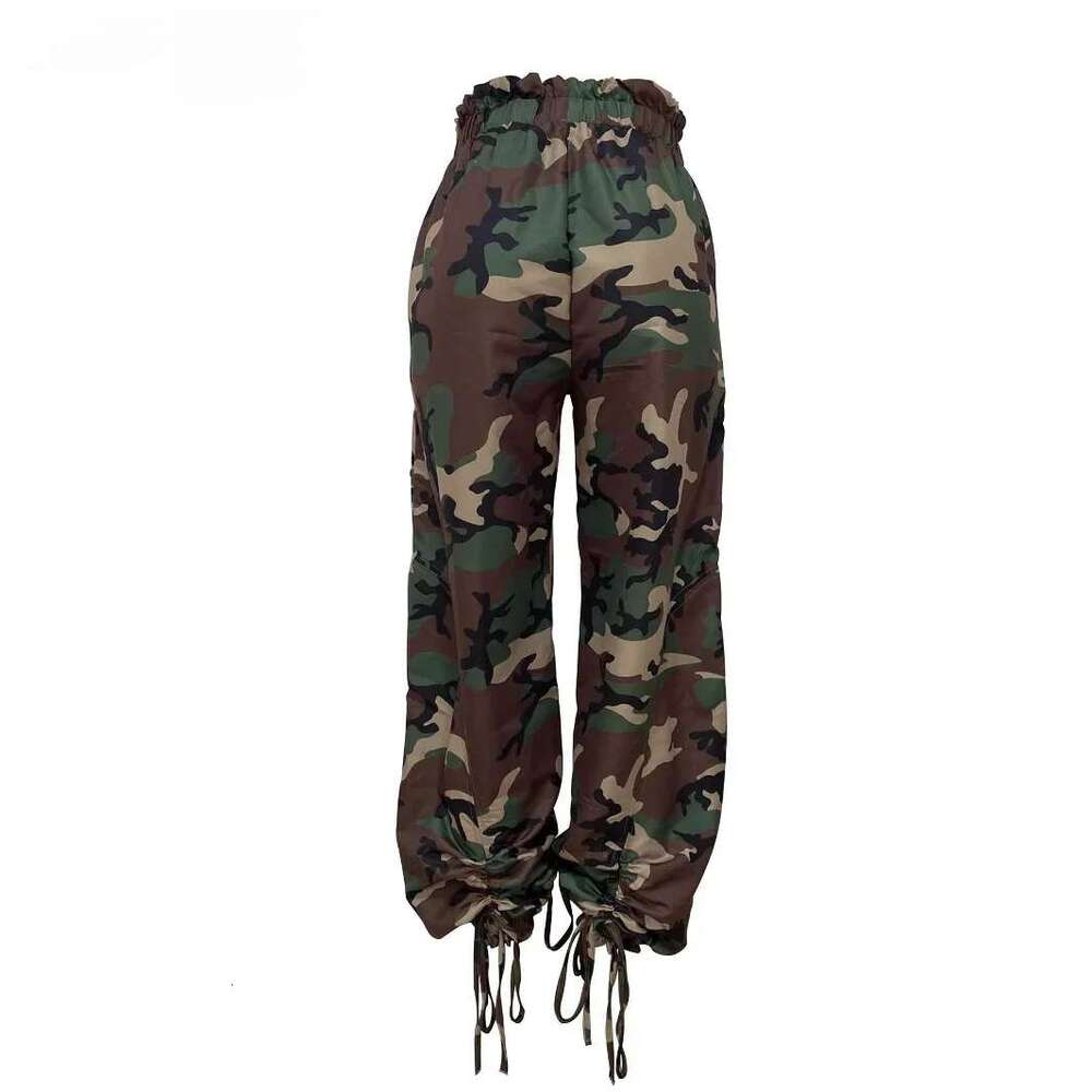 Women Streetwear Drawstring Fashion Pants 2024 Autumn Winter Camouflage Print Loose Safari Cargo Harem Hip Hop Trousers