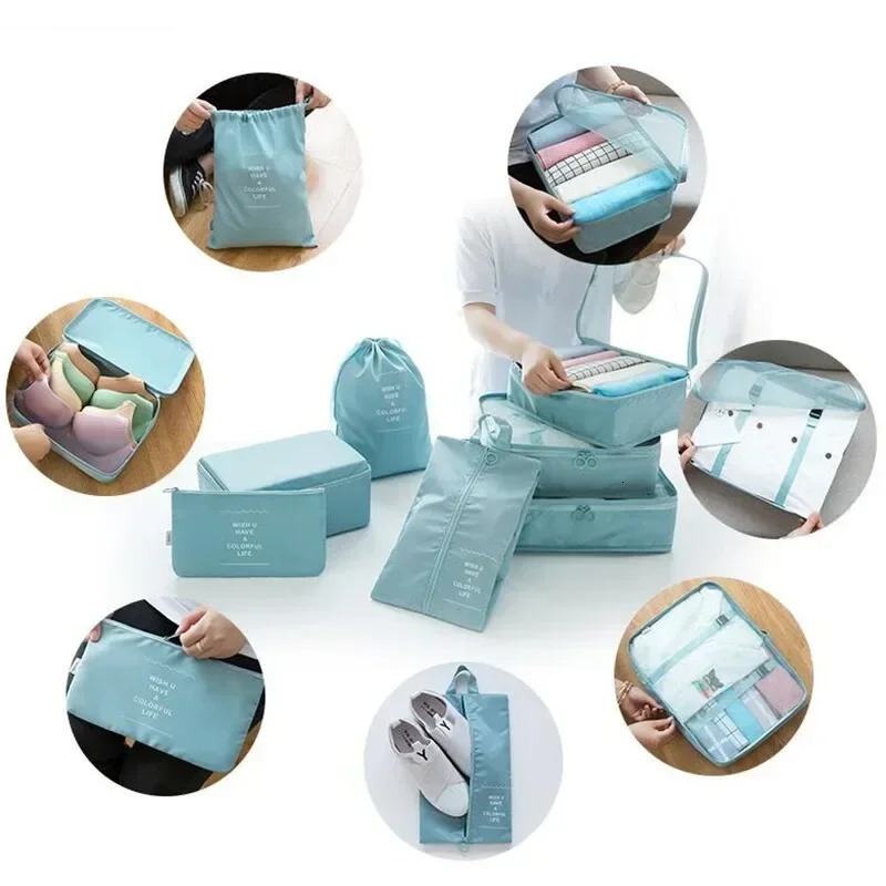 7-piece Set Travel Bag Organizer Clothes Luggage Travel Organizer Blanket Shoes Organizers Bag Suitcase Pouch Packing Cubes 250605ww
