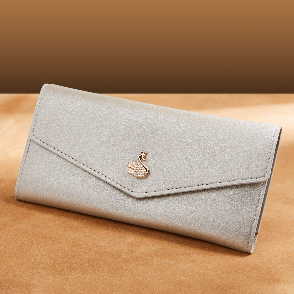 New women's long wallet ultra-thin fashion little swan multi card slot transparent ID card wallet designer men's wallet