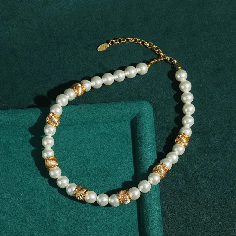 Pearl Choker Necklace Vintage Indian Natural Freshwater Gold Color Bead Wedding Collar Baroque Style Woman Accessories 250520
