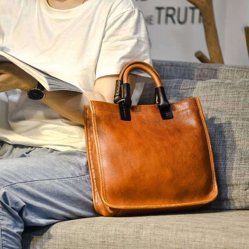 Designer Bag Vintage Literary Casual Genuine Leather Women Handbag Simple Ladies Female Weekend Daily Party Real Cowhide Shoulder Bag