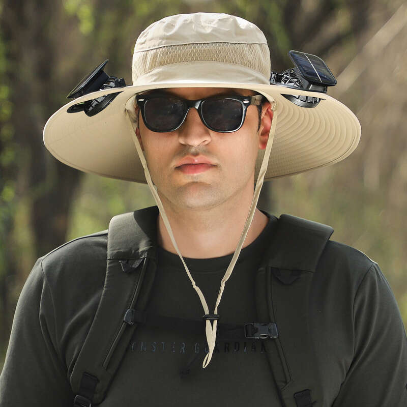 Outdoor artifact long battery life solar lithium battery fan solar charging strong wind summer sun protection men's and women's sunshade fis