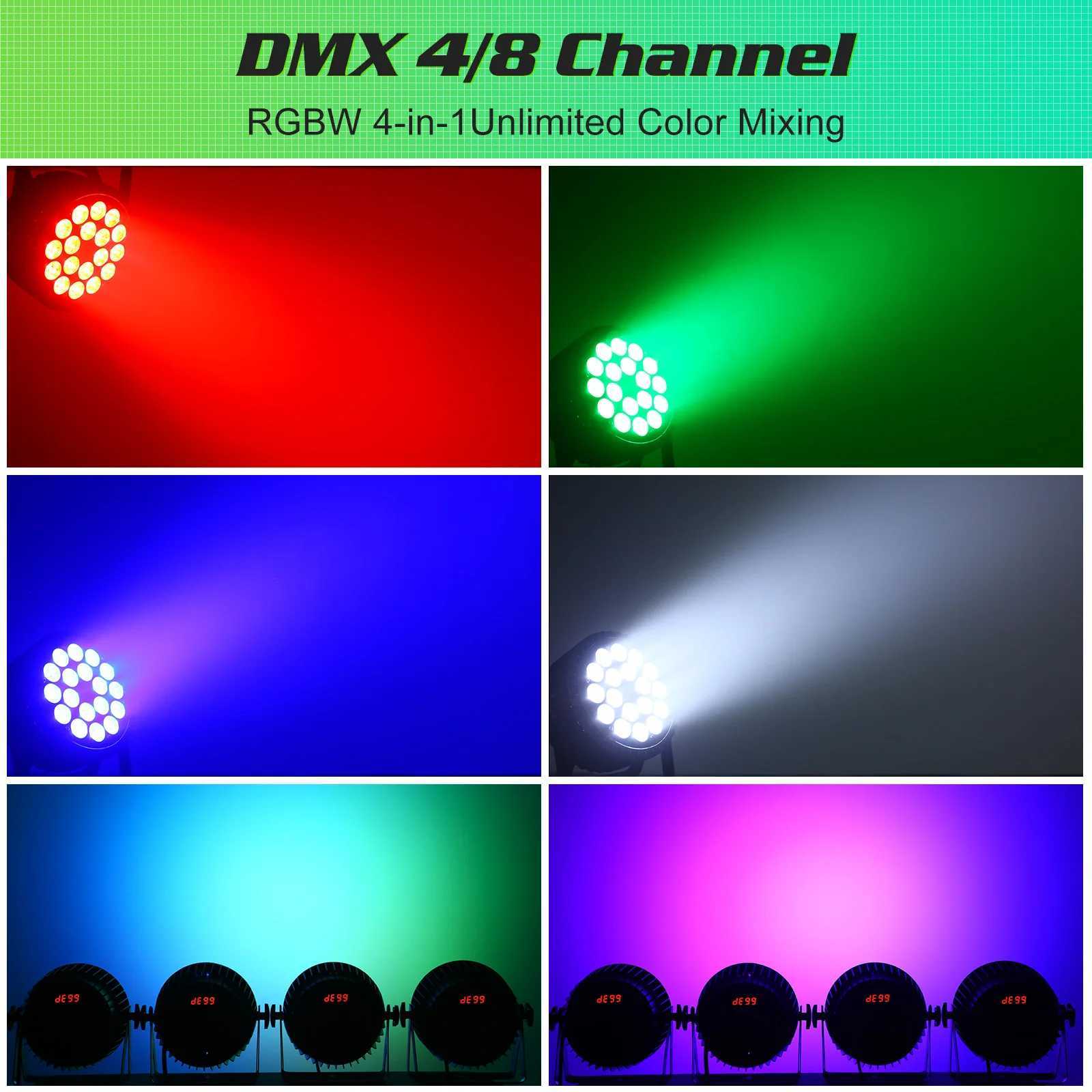 4/8PCS 18x10W RGBW 4-in-1 LED Par Lights Voice control Stage Effect Light Infinite Mixing Rainbow Effect Disco Projection LightXJ250527