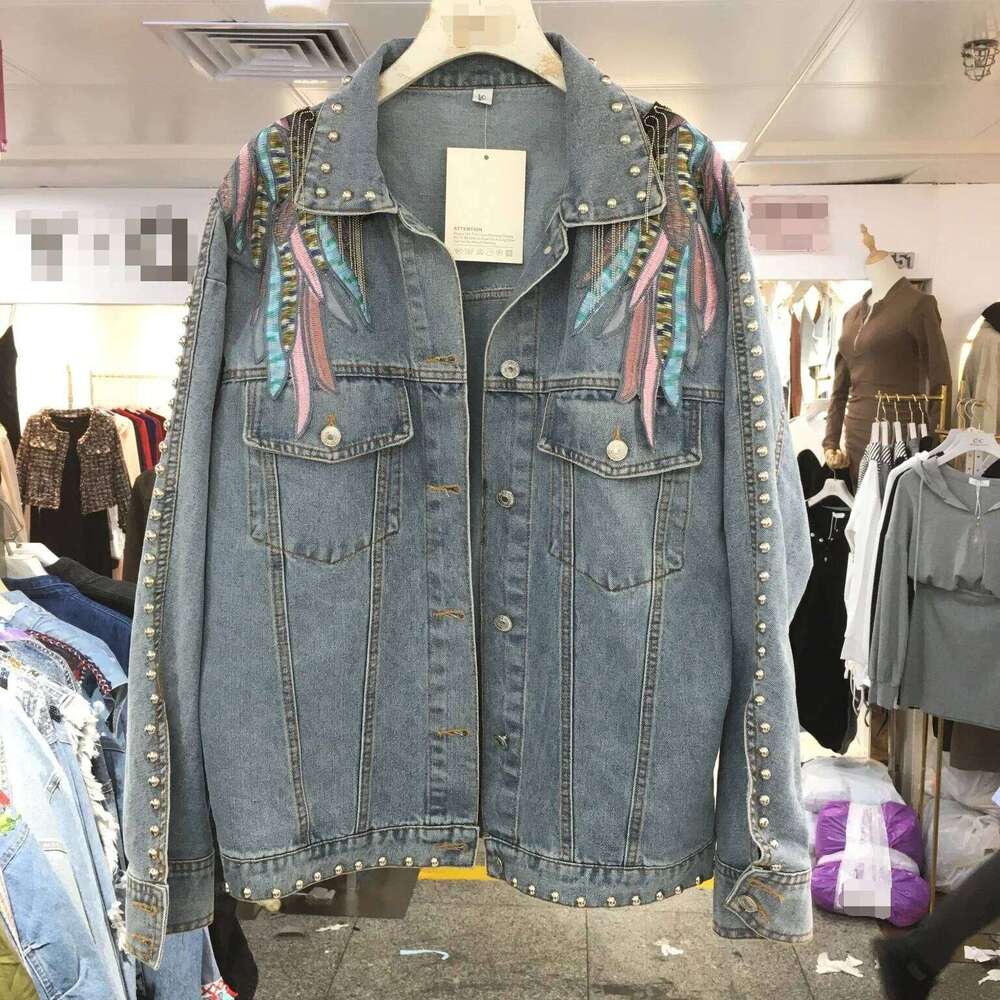 Women's Trendy Denim Jacket 2020 Spring Autumn Collection Loose-Fit Slimming Fringed Long Sleeve Top European Style Embroidery