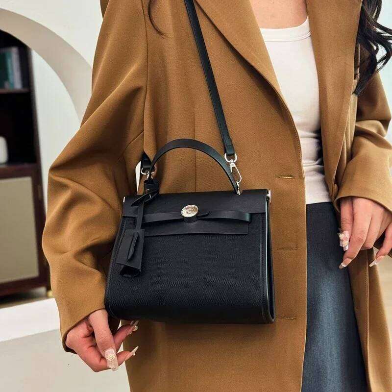 Classic Vintage Crossbody Bag - Solid Color Tote For Women With Paris Designer Letter & Shopper Charm