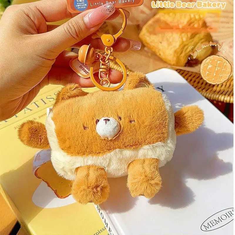 Cute Plush Bread Bear Keychain Cartoon Bread Doll Keychains For Gifts Kawaii Keyring Creative Small Bear Bag Pendant Accessories W250526