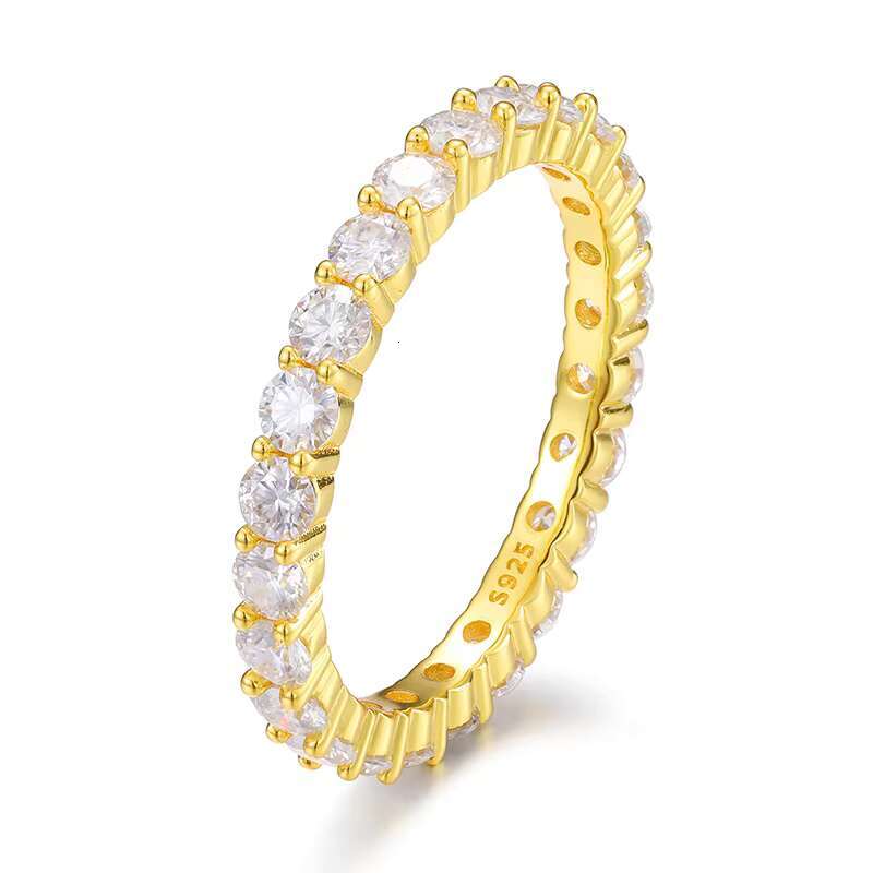 S925 Sterling Silver Moissanite 3.0MM Unisex Single Row Diamond Hip-Hop Ring Trendy Personality Niche