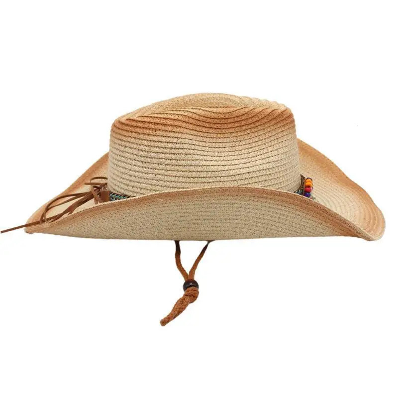 Spray Paint Western Straw Cowboy Hat Tassel Summer Sun Protection for Men and Women Sun Hat Ethnic Style Hollow Out Beach Hat 250526