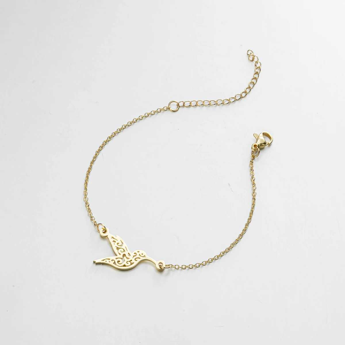 Jisensp Stainless Steel Origami Hummingbird Birds Bracelets Bangles Fashion Bird Animal Pendant Bracelet womens bracelet W250526